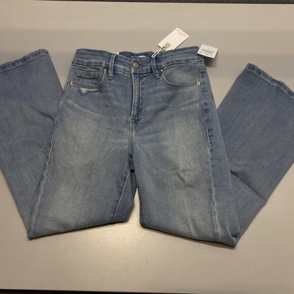 Good American Women’s Good Legs Crop Mini Boot Jeans – Light Blue Soft Tech – 10 - Picture 1 of 10